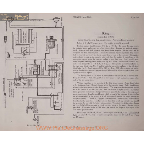 King Ee 6volt Schema Electrique 1917 Bijur Plate 243