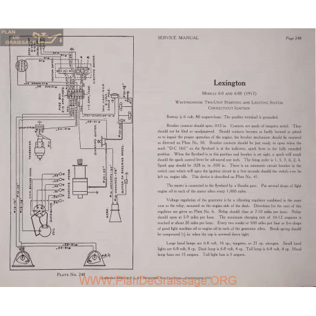 Lexington 60 600 6volt Schema Electrique 1917 Westinghouse Plate 248