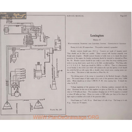 Lexington O 6volt Schema Elctrique 1919 Westinghouse Plate 247