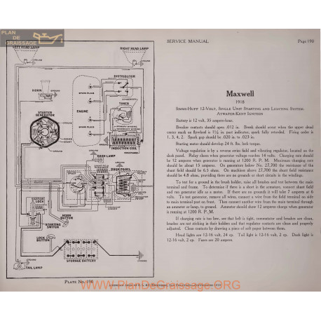 Maxwell Model 1918 12volt Schema Electrique 1918 Plate 190