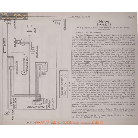 Mercer 22 72 12volt Schema Electrique 1919 Usl Plate 193