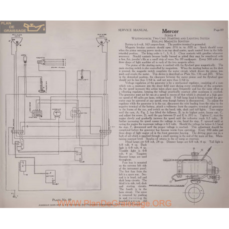 Mercer Serie 4 6volt Schema Electrique 1919 Westinghouse Plate 89