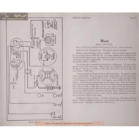 Moon 6 43 6volt Schema Electrique 1917 Delco Plate 75