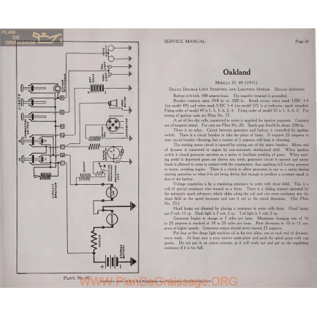 Oakland 37 49 6volt Schema Electrique 1915 Delco Plate 45