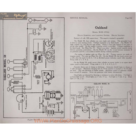 Oakland 38 50 6volt Schema Electrique 1916 Delco Plate 102