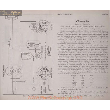 Oldsmobile 37 6volt Schema Electrique 1918 1919 Remy Plate 195