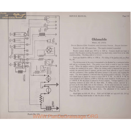 Oldsmobile 42 6volt Schema Electrique 1915 Delco Plate 116