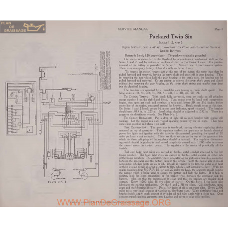 Packard Twin Six 6 Volt Serie 1 2 3 Schema Electrique 1919 Plate 1