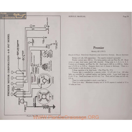 Premier 6b 6volt Schema Electrique 1917 Delco Plate 78