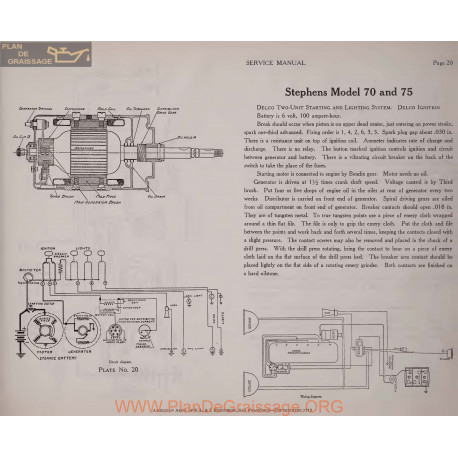 Stephens 70 75 6volt Schema Elctrique 1919 Delco Plate 20