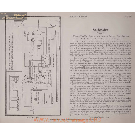 Studebaker 19 6volt Schema Electrique 1919 Wagner Plate 229