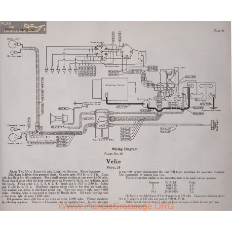 Velie 28 6volt Schema Electrique 1919 Remy Plate 40