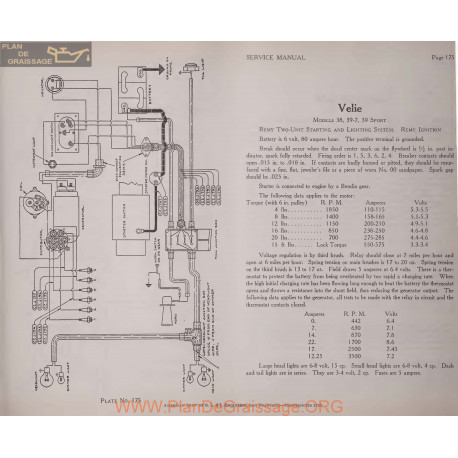 Velie 38 39 7 39 6volt Schema Electrique 1919 Remy Plate 175