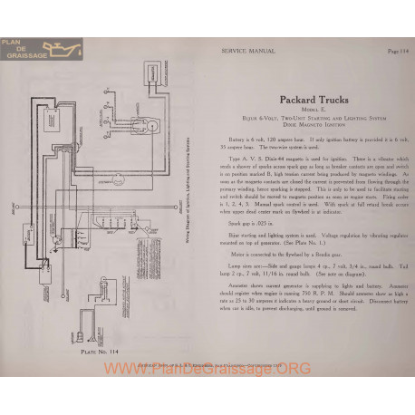 Packard Trucks E 6volt Schema Electrique 1919 Plate 114