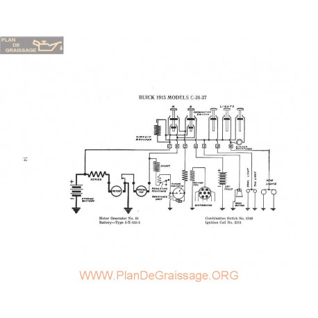 Buick C36 C37 Schema Electrique 1915