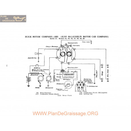 Buick Motor 21 44 45 46 47 48 49 50 Schema Electrique 1921