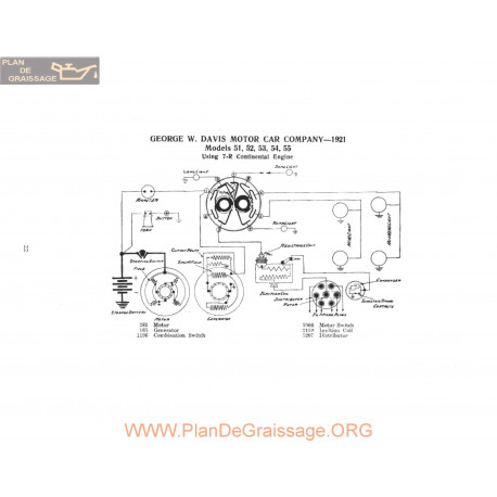 Davis Motor 51 52 53 54 55 7r Schema Electrique 1921