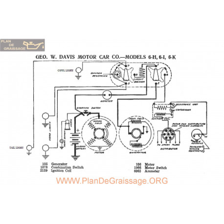 Davis Motor 6h 6k 6i Schema Electrique 1917