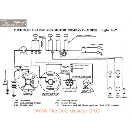 Michigan Hearse Loght Six Schema Electrique 1918