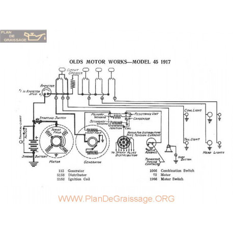 Olds Motor 45 Schema Electrique 1917