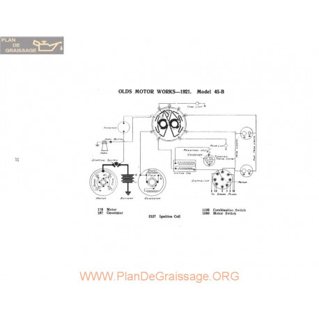 Olds Motor Works 45b Schema Electrique 1921