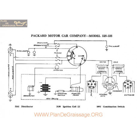 Packard Motor 325 335 Schema Electrique 1918