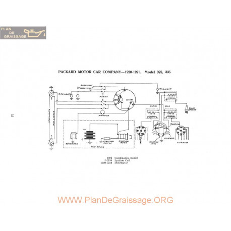 Packard Motor 325 335 Schema Electrique 1920 1921