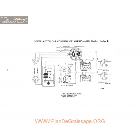 Stutz Motor K Schema Electrique 1921