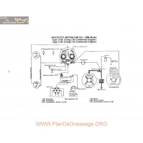 Westcott Motor A38 C38 7r Schema Electrique 1920