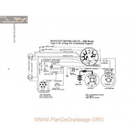 Westcott Motor C48 9n Schema Electrique 1920