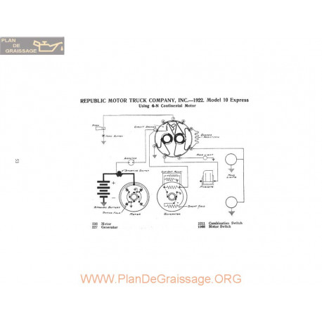 Republic Motor Truck 10 Express 4n Schema Electrique 1922