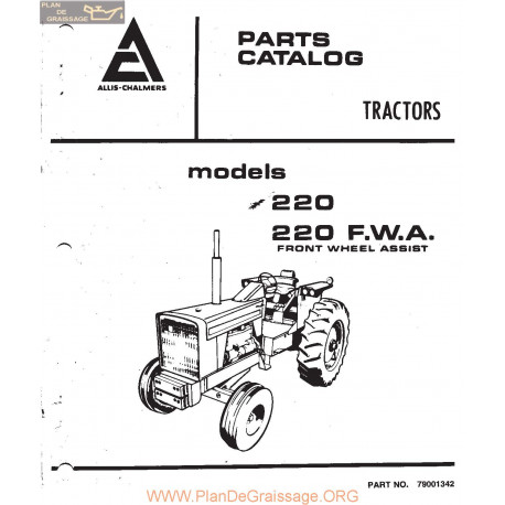 Allis Chalmers 220 Parts Book Manual