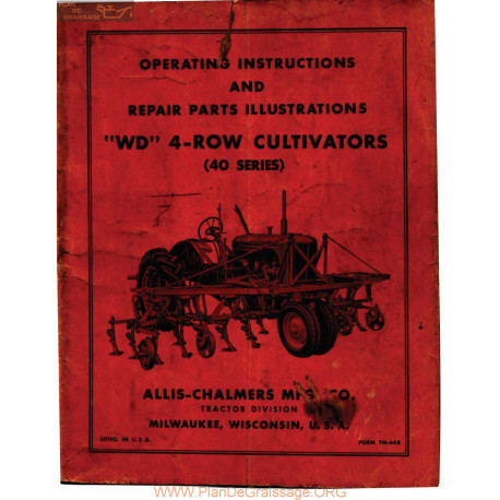 Allis Chalmers 40 Series 4 Row Cultivator Manual