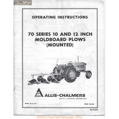 Allis Chalmers Ac 70 Series 10 12 Inch Plow Manual