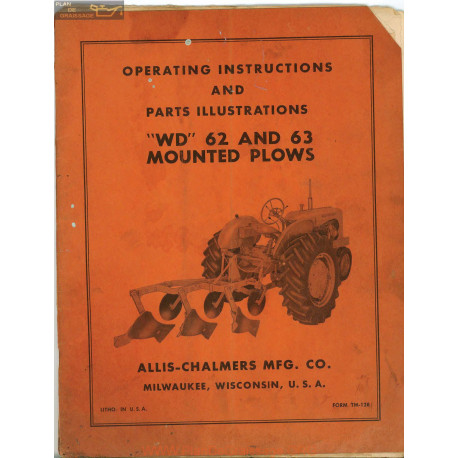 Allis Chalmers Allis Plow 62 63 Plow Manual