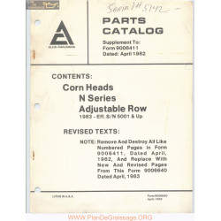 Allis Chalmers Corn Heads N Series Adjustable Row Parts Catalog