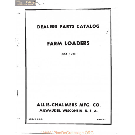 Allis Chalmers Farm Loaders May 1965 Manual