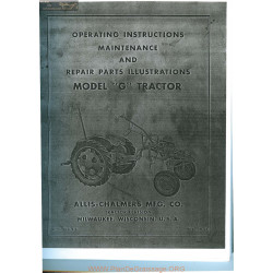 Allis Chalmers G Tractor Owners Repair Manual