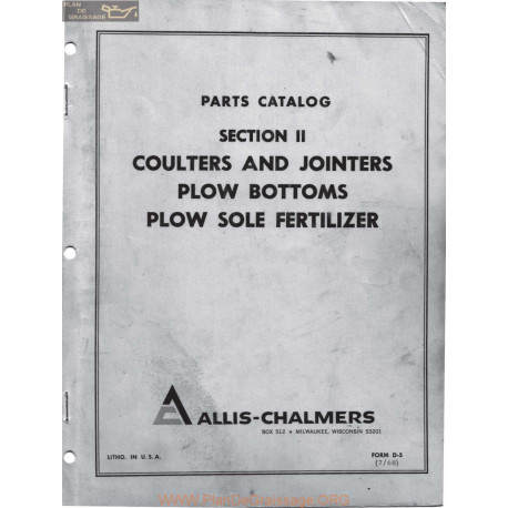 Allis Chalmers Plow Bottoms Ac Book Manual