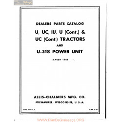 Allis Chalmers U Uc Iu 318 Tractor Parts Catalog Manual