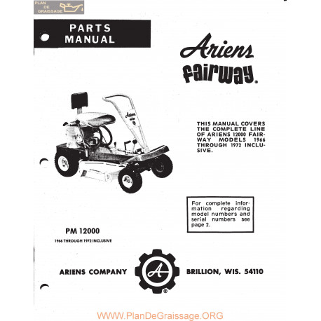 Ariens 1200 Fairway Parts Manual 1966 72