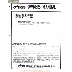 Ariens 835000 Series Rotary Tiller Owners Manual 1983