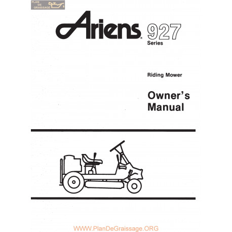 Ariens 927 Series Riding Mower Owners Manual