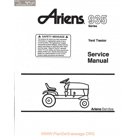 Ariens 935 Series Yard Tractor Service Manual 1983