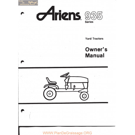 Ariens 935 Yard Tractors Owners Manual