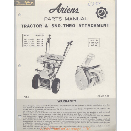 Ariens Tractor And Sno Thro Attachment Pm 2