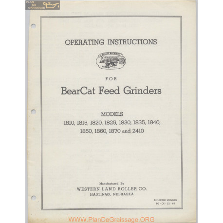 Bearcat Feed Grinders Models 1800 Series And 2410