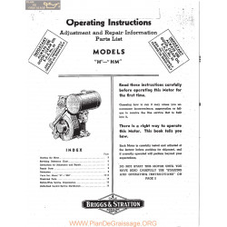 Briggs And Stratton Models H Hm Operating Instructions