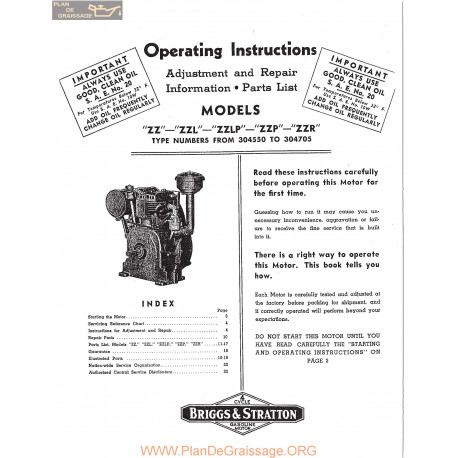 Briggs And Stratton Models Zz Zzl Zzlp Zzp Andzzr Operating Instructions