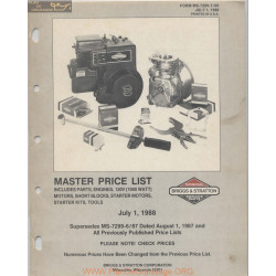 Briggs And Stratton Parts Master Price List 1 July